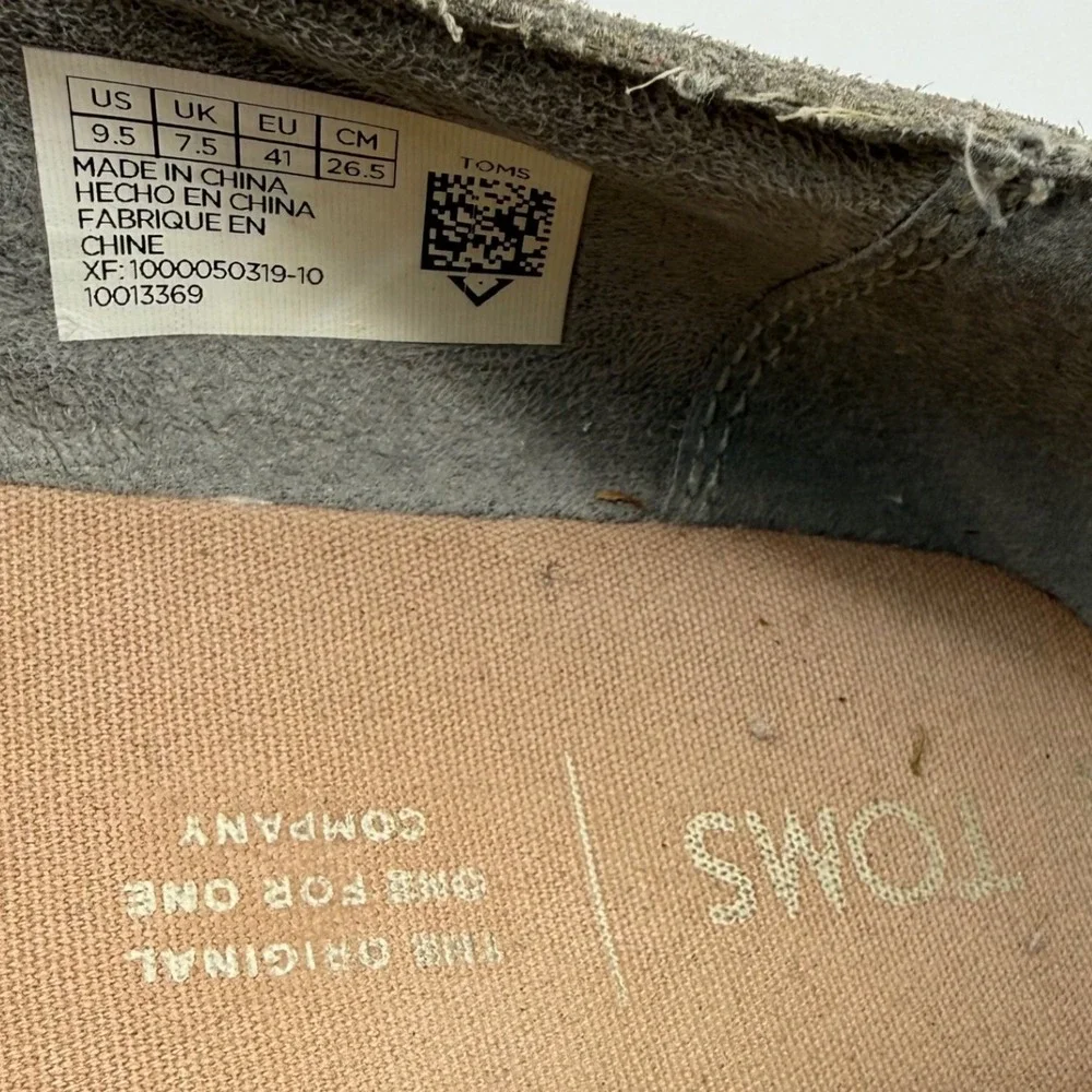 TOMS Womens Grey Suede Rope Alpargata Platform Espadrille Slip On Shoes Size 9.5